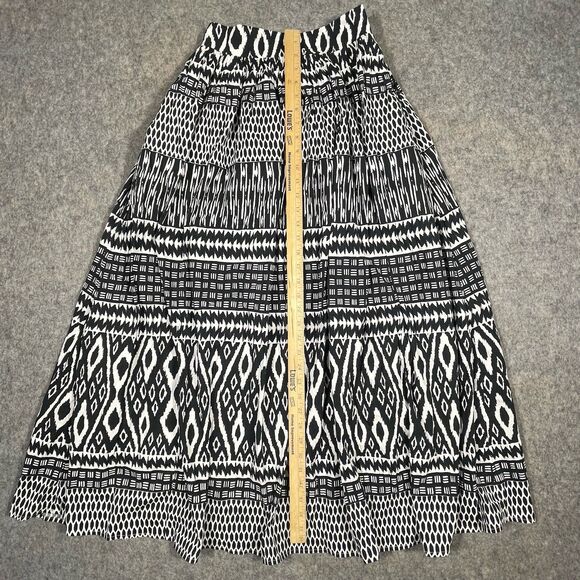 NWT Sundance Blakely Maxi Skirt Black White Geometric Pockets Back Zip Cotton XS - Picture 5 of 12